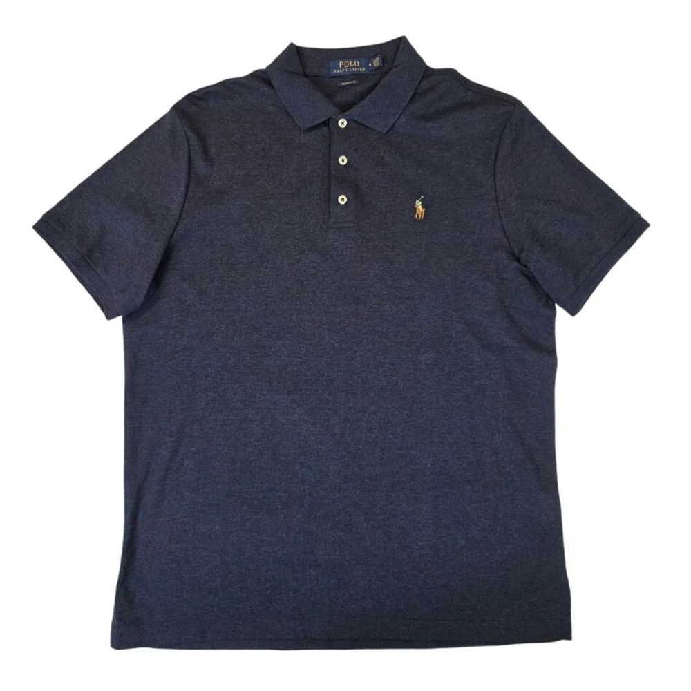 Polo Ralph Lauren Men's M Polo Shirt Navy Blue Classic Fit Cotton Short Sleeve
